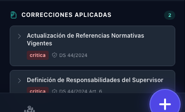 Rastro de correcciones aplicadas