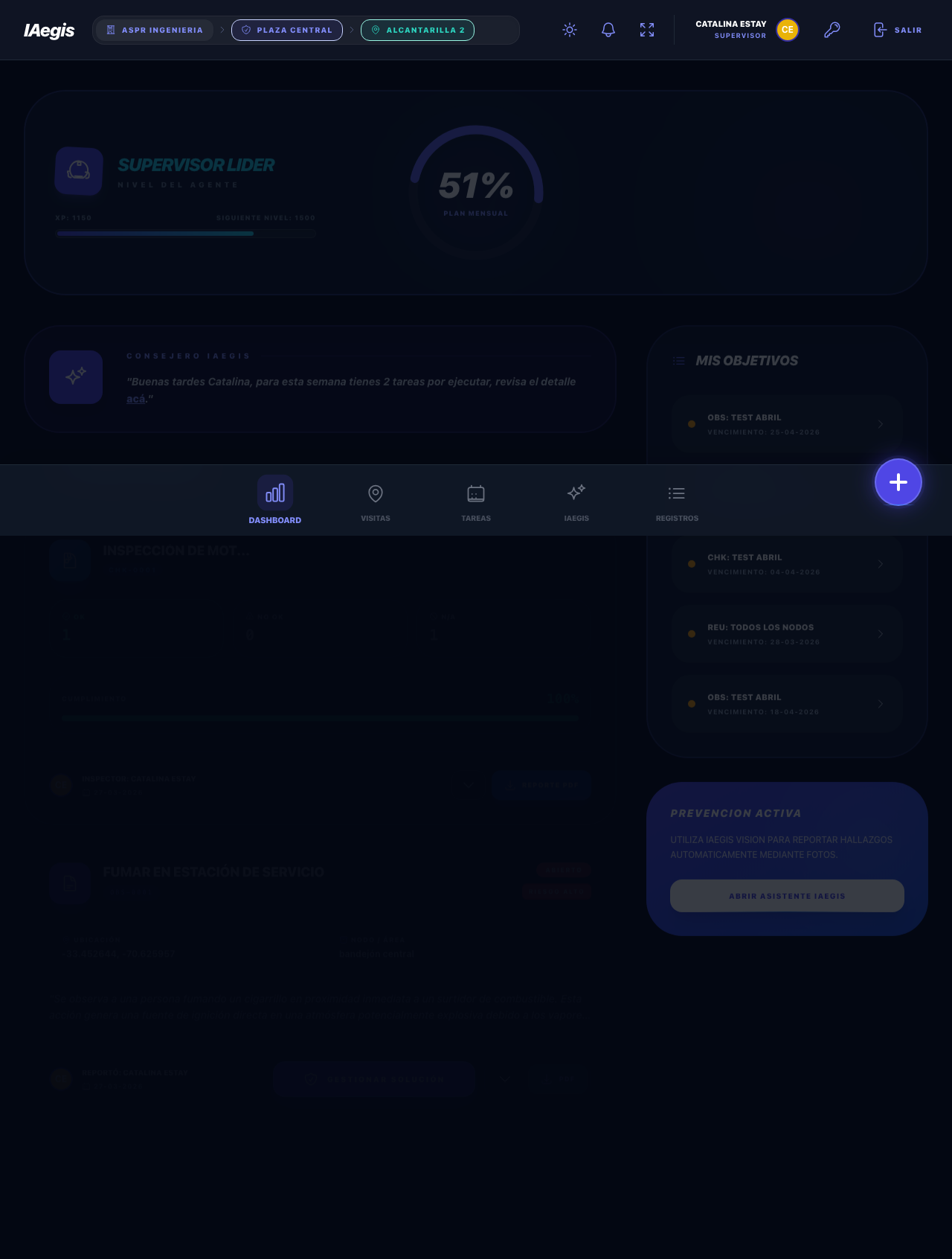 Dashboard despues de login exitoso