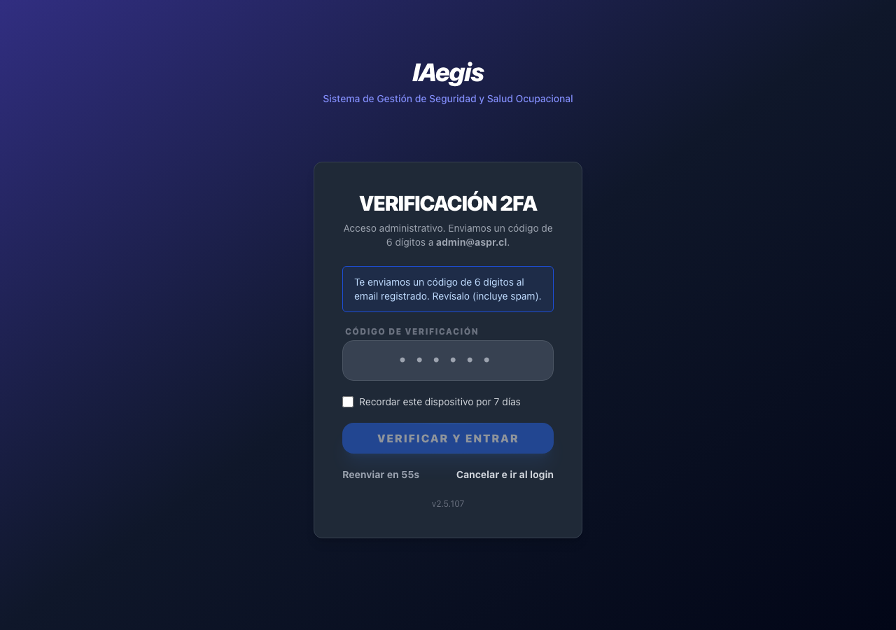 Pantalla de Verificación 2FA