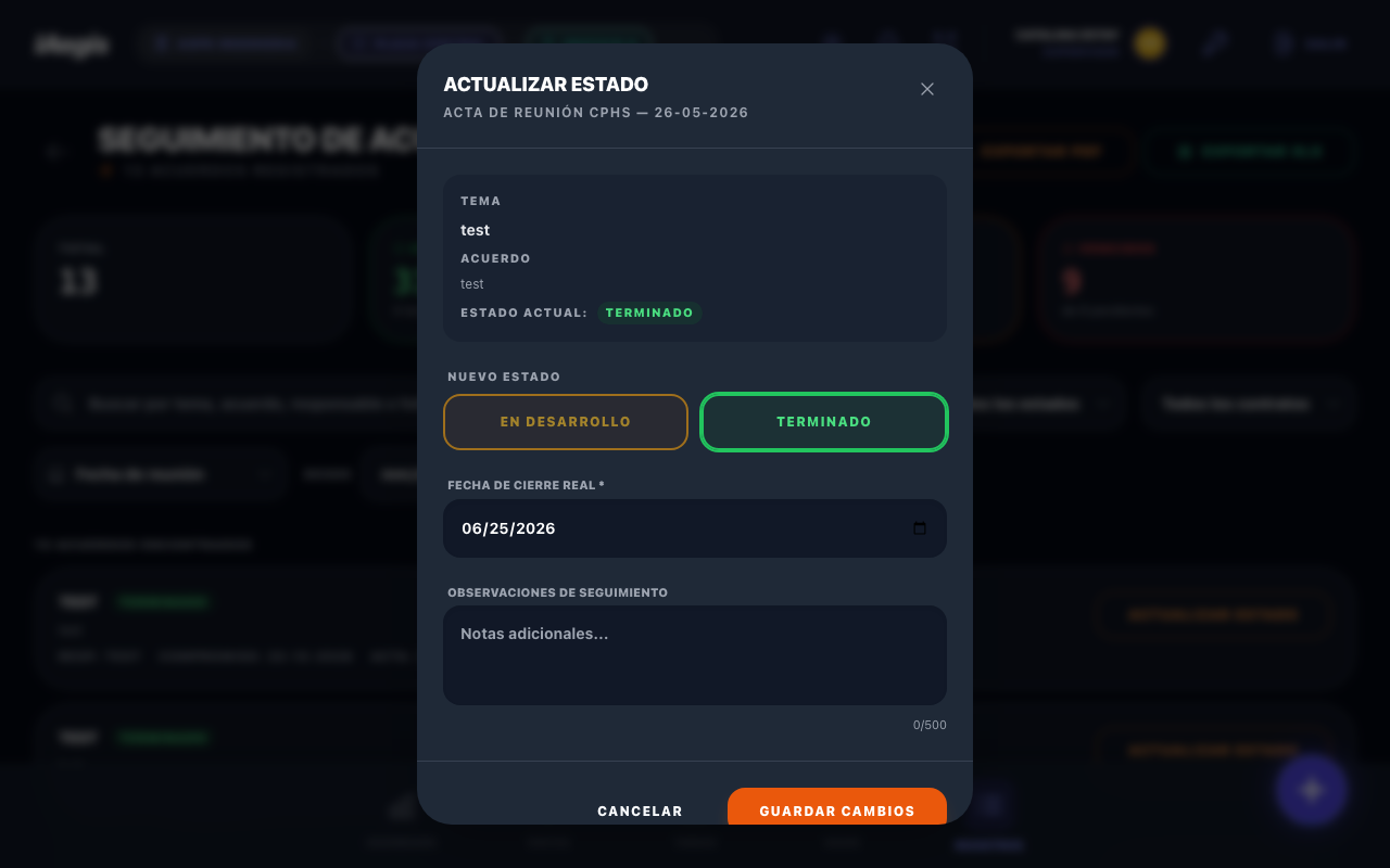 Modal Actualizar Estado