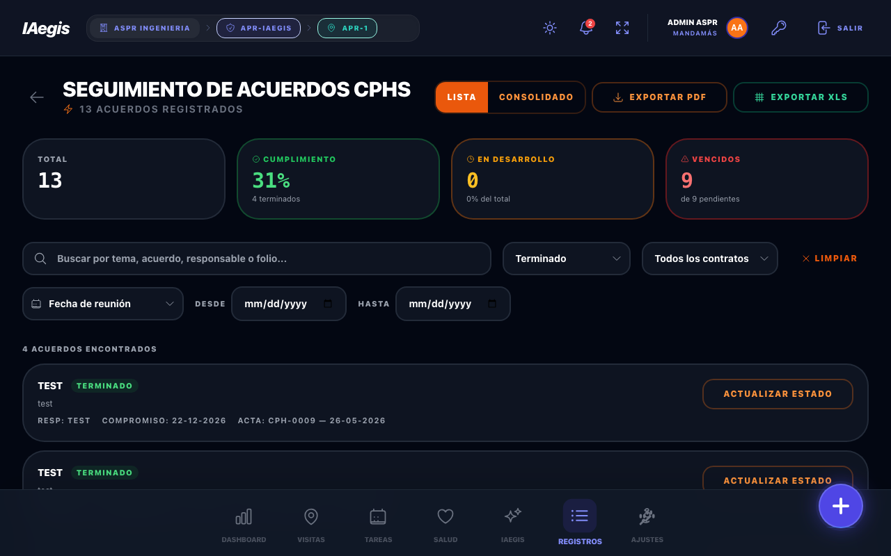 Acuerdo en estado Terminado