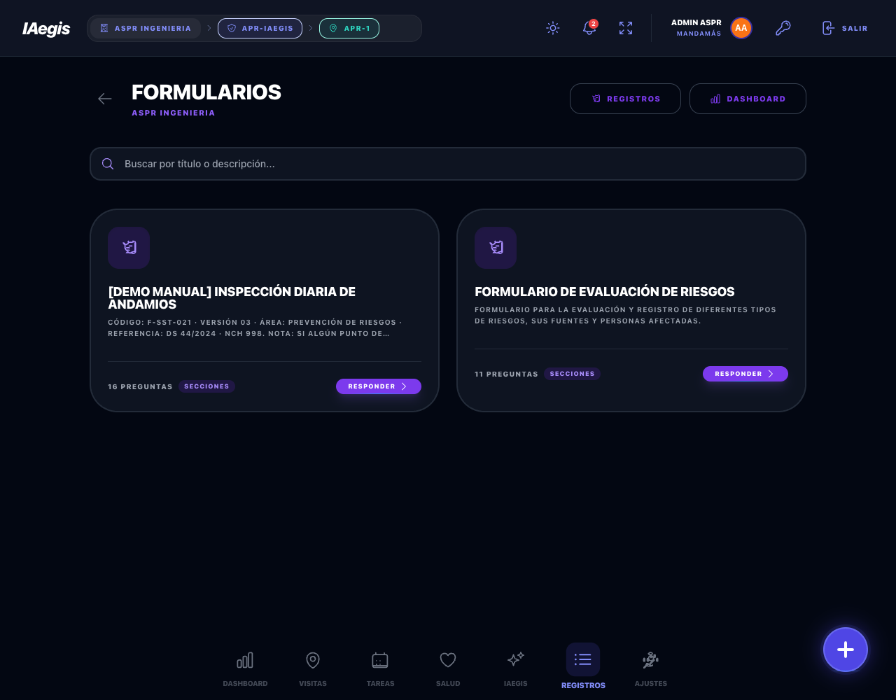 Selector de formularios