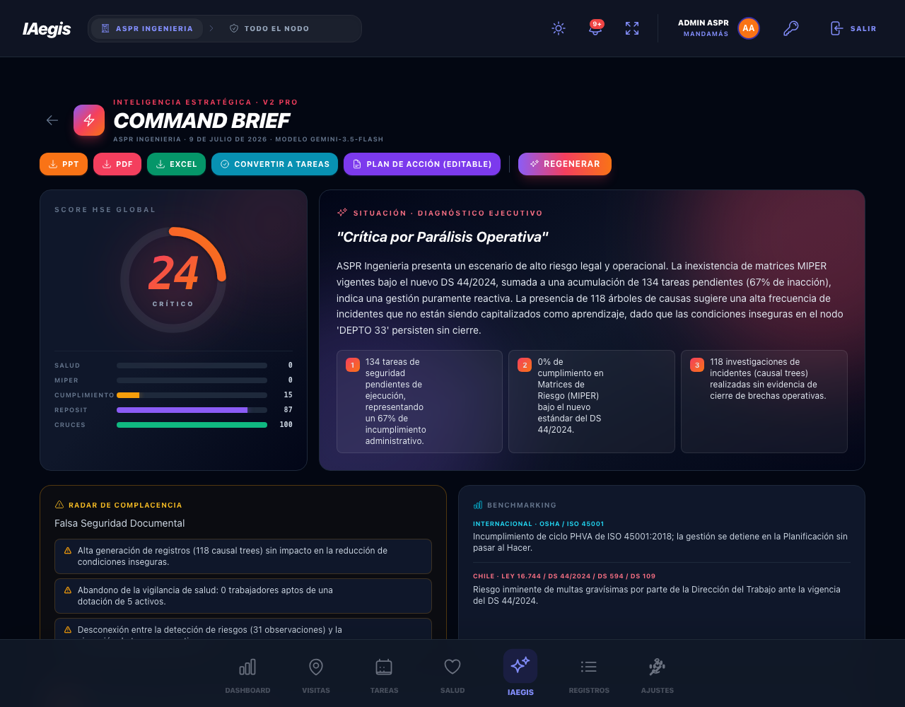 Score HSE Global y diagnóstico ejecutivo