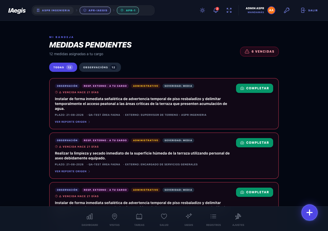 Mi Bandeja de medidas pendientes