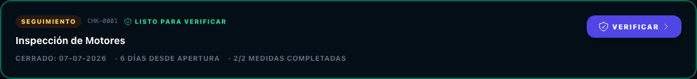 Checklist listo para verificar
