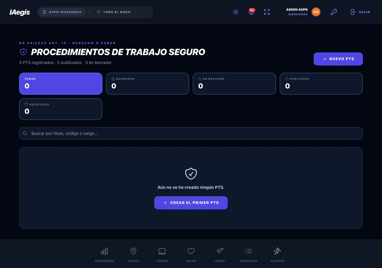 Estado vacío del hub de PTS