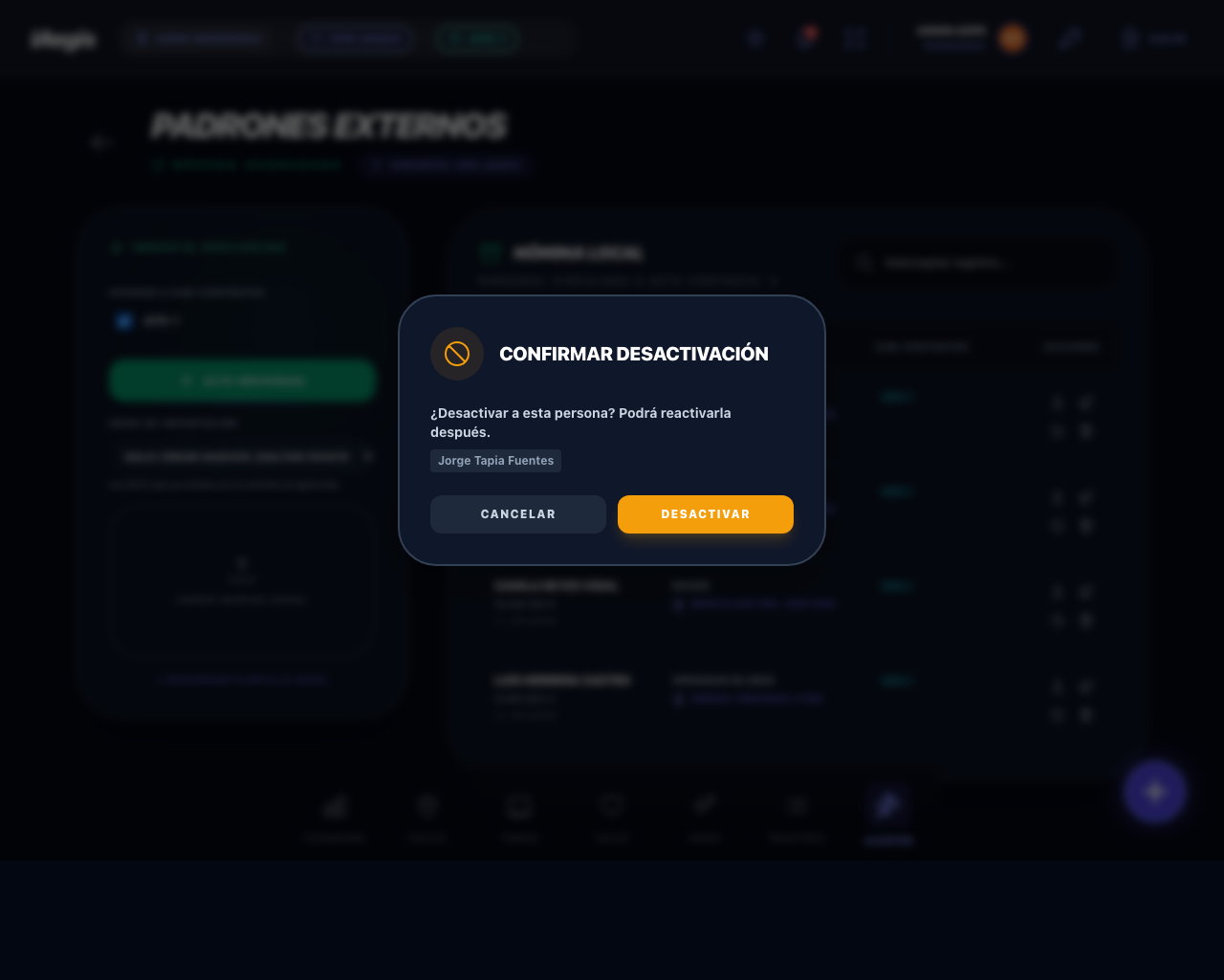 Confirmación de desactivación